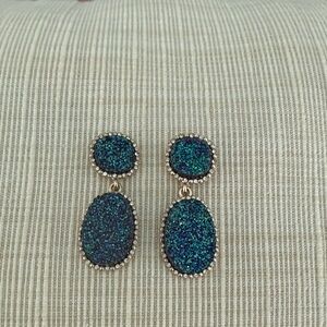 Elegant Blue and Gold Dangle Earrings